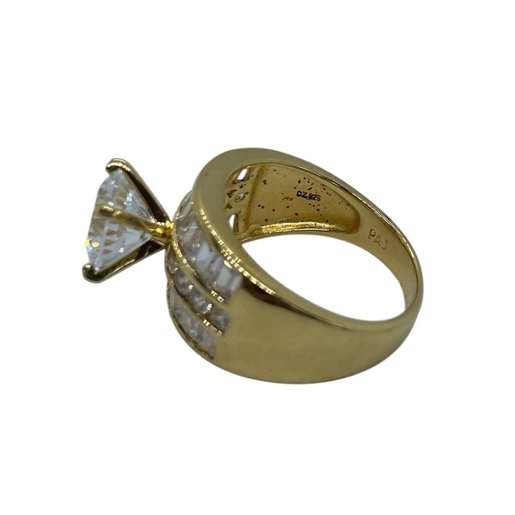 PAJ 925 Sterling Silver w. Gold Vermeil Round Baguette & Pave CZ Ring Size 9.5 - Picture 7 of 8